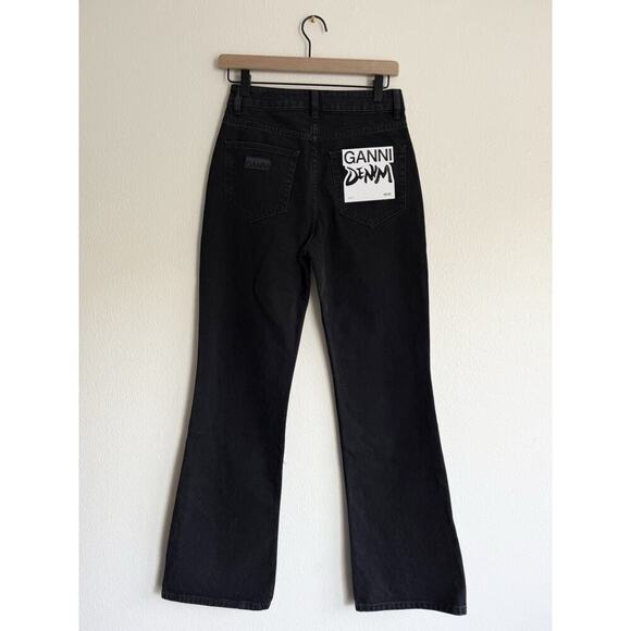 GANNI womens Betzy Slim Flare Full Length Jeans size 26 Washed Black 26x32 $215 - Picture 2 of 8